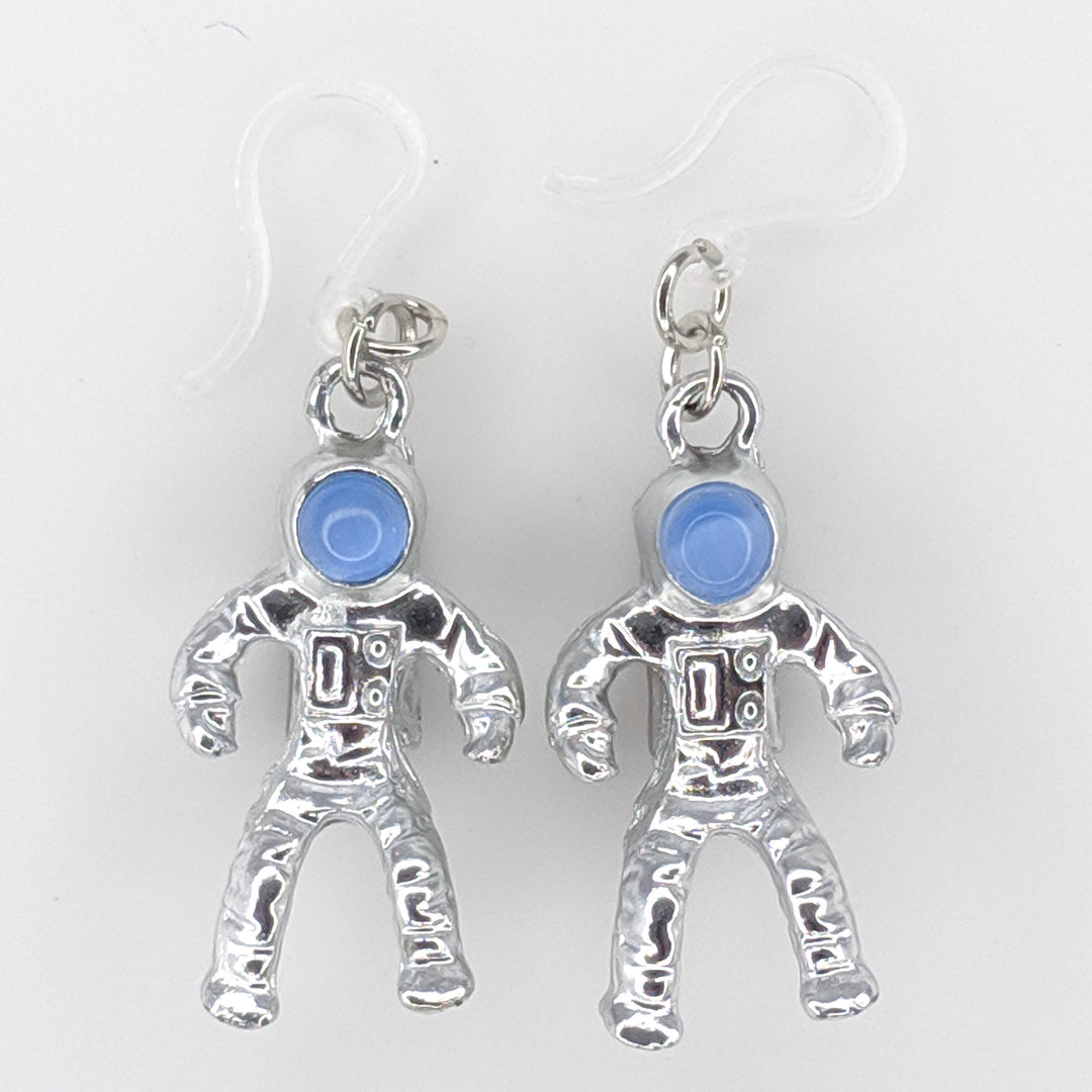 Metallic Astronaut Earrings (Dangles) - silver