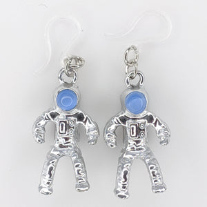 Metallic Astronaut Earrings (Dangles) - silver