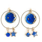 Hoop Space Earrings (Dangles) - blue