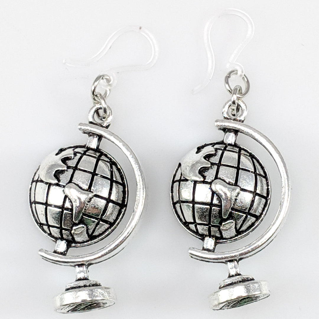 Globe Earrings (Dangles) - silver