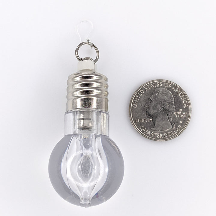 Flashing Light Bulb Earrings (Dangles) - size comparison quarter