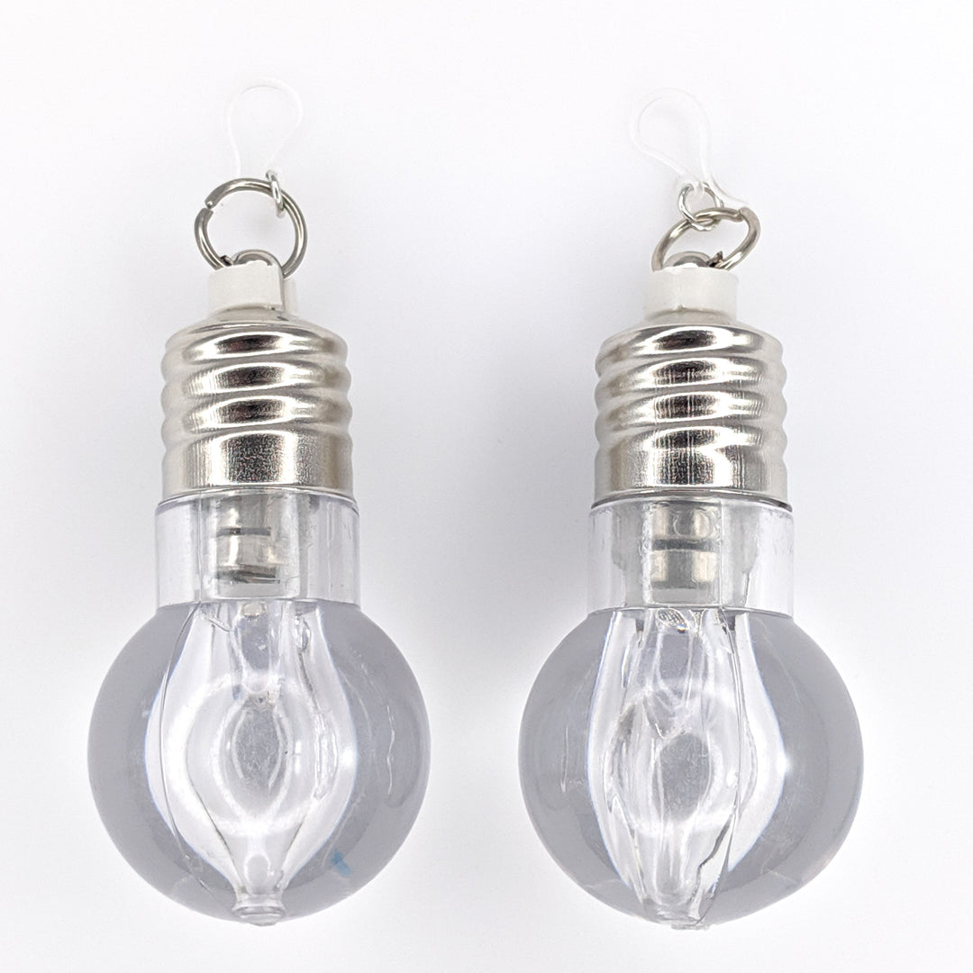 Flashing Light Bulb Earrings (Dangles) - clear bulbs