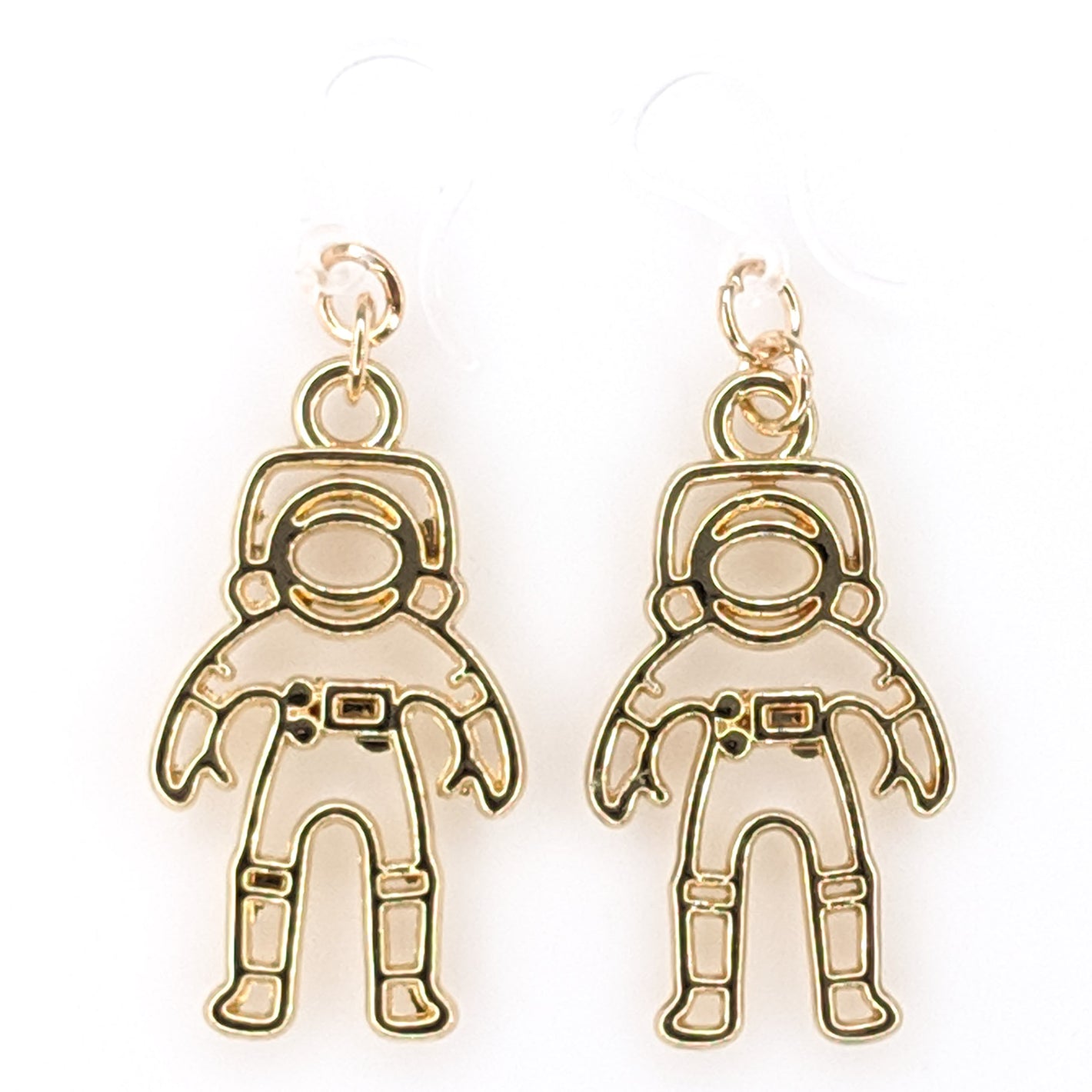 Golden Astronaut Earrings (Dangles) - gold