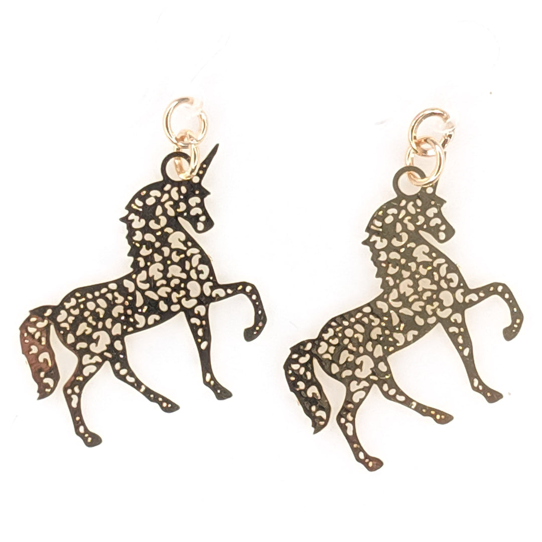 Dainty Unicorn Earrings (Dangles) - gold