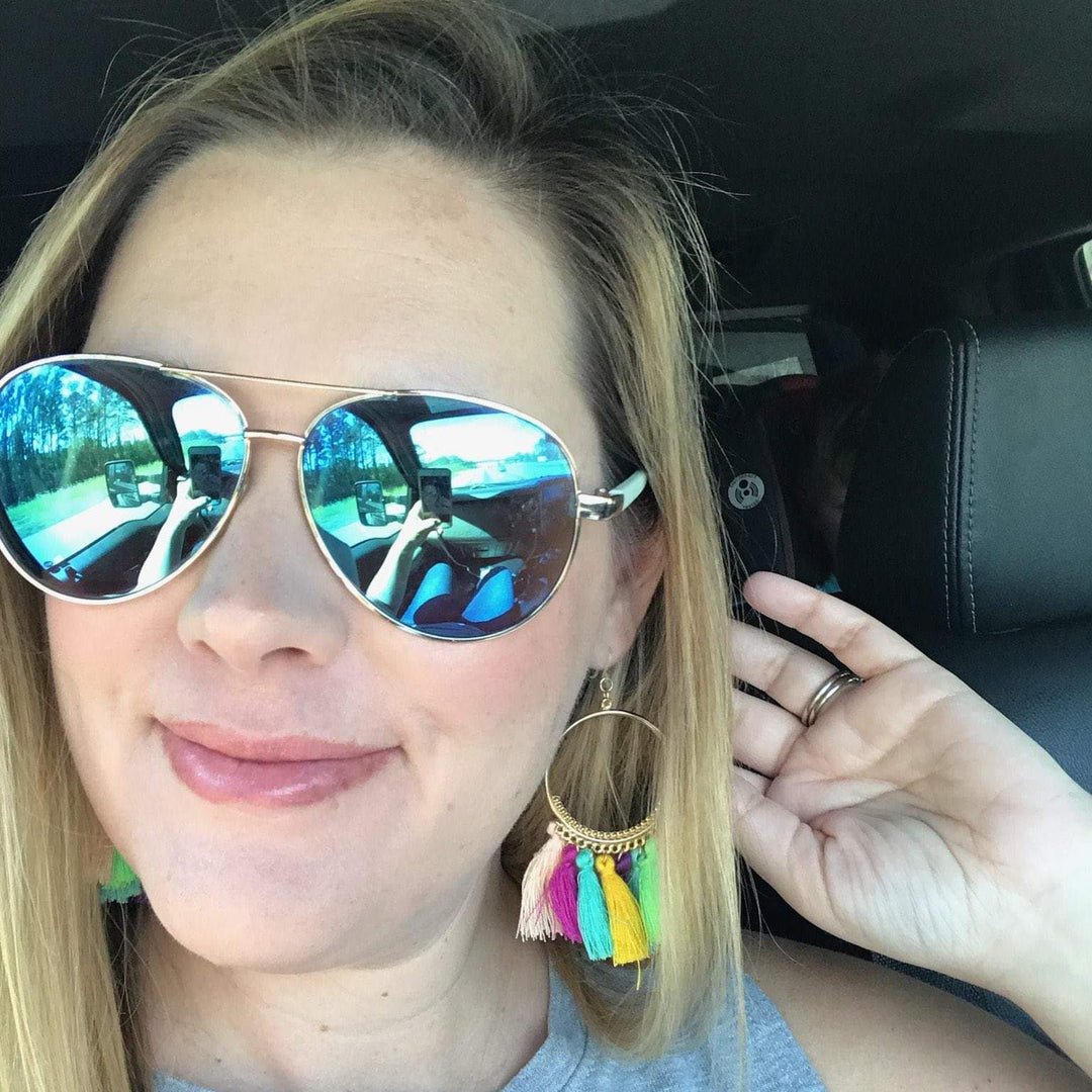 Hoop Multicolor Tassel Earrings (Dangles) - happy customer