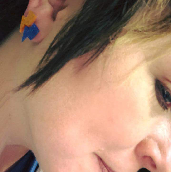 Lightning Earrings (Studs) - double piercing