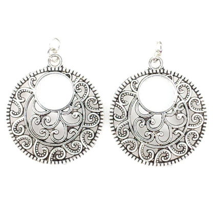 Silver Bohemian Hoop Earrings (Dangles) - silver