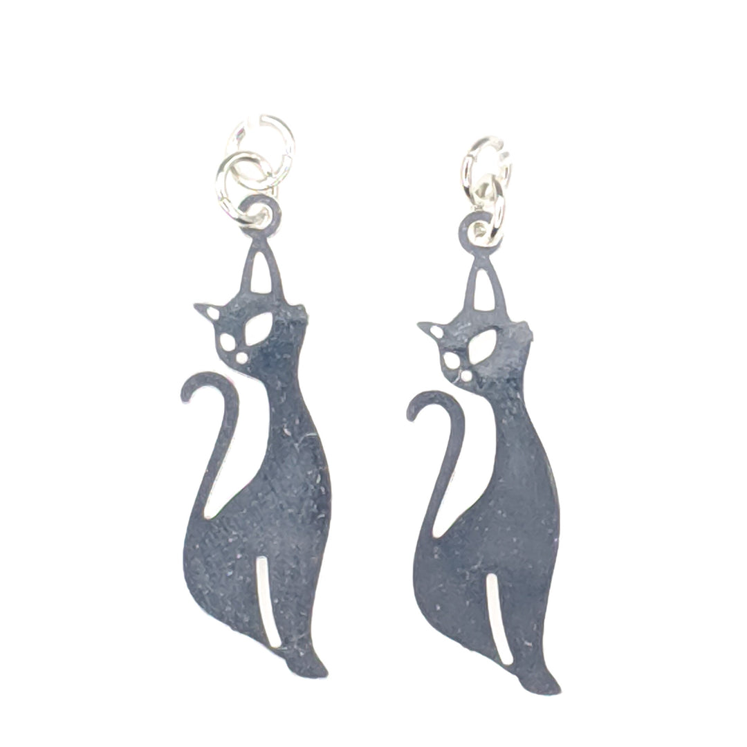 Cat Earrings (Dangles)- silver