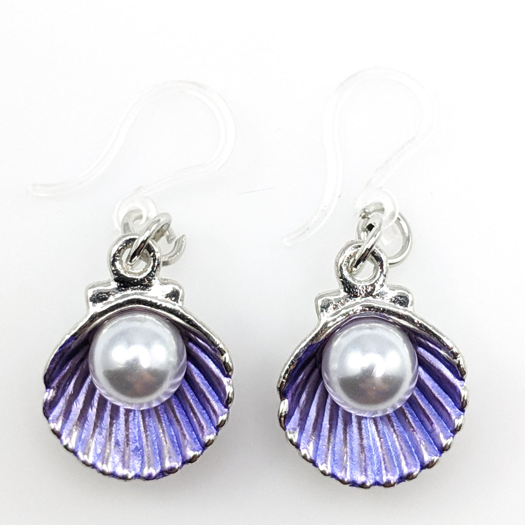 Oyster Earrings (Dangles) - purple