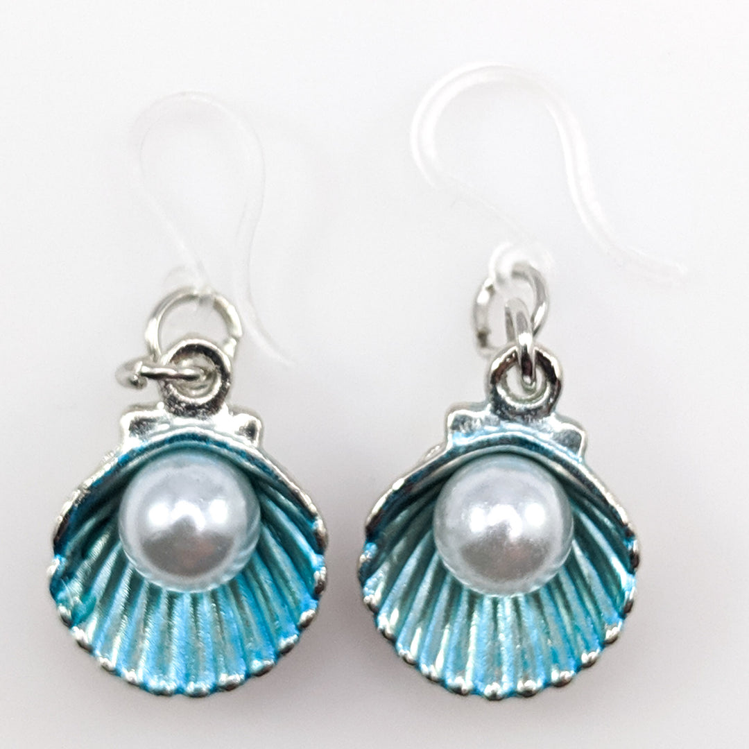 Oyster Earrings (Dangles) - blue