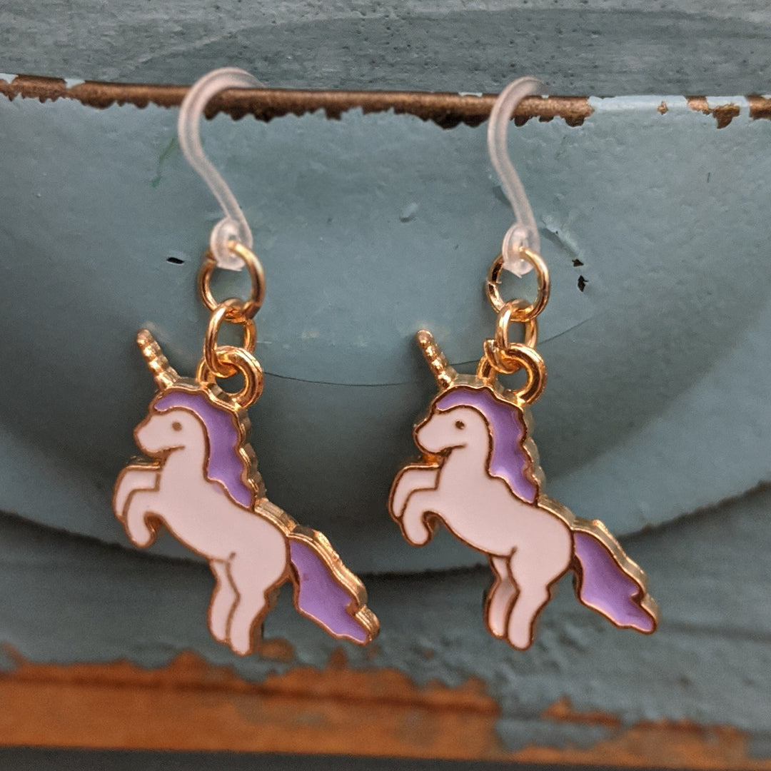 Unicorn Earrings (Dangles) - purple