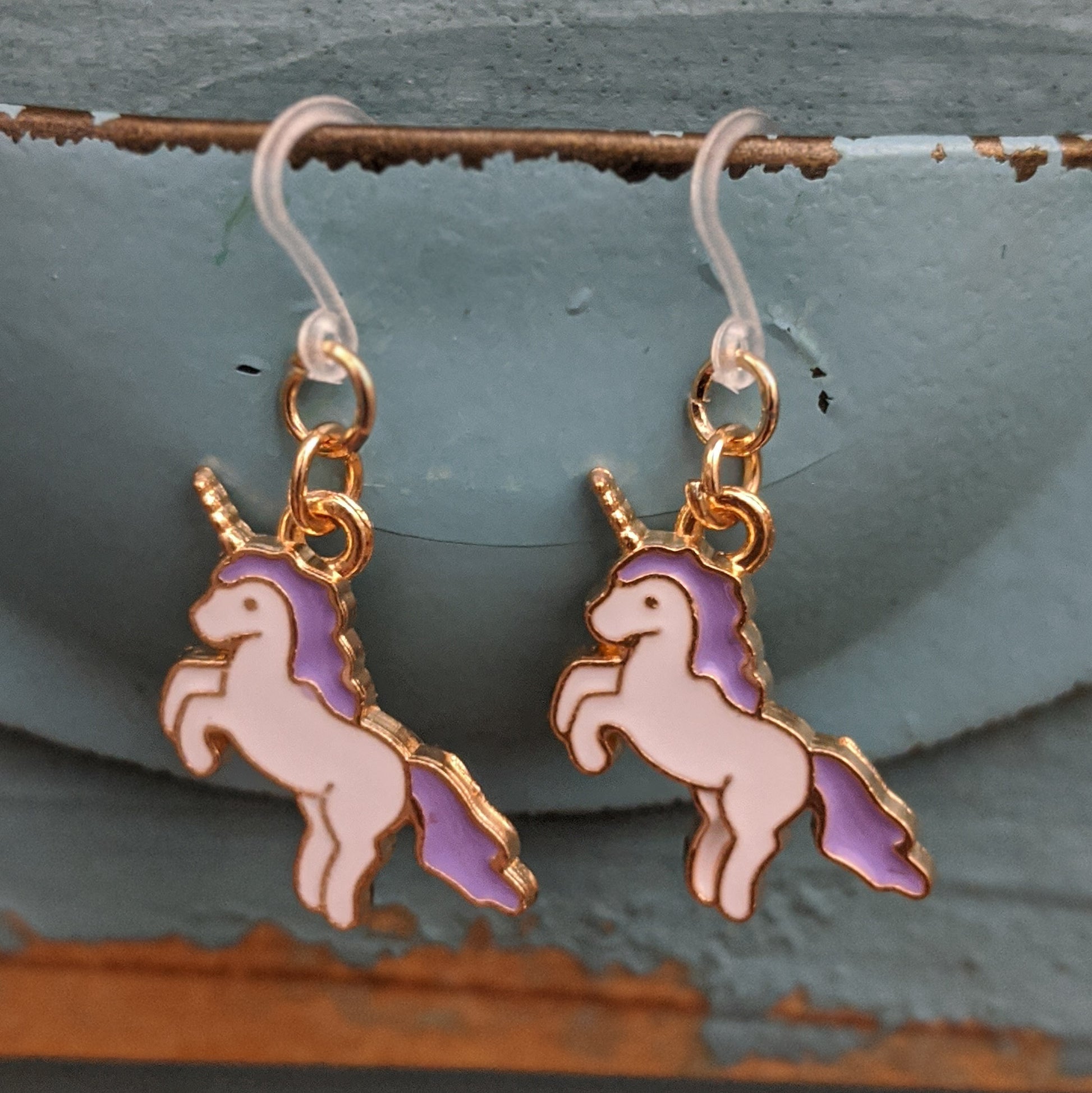 Unicorn Earrings (Dangles) - purple