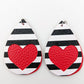 Double Layer Heart Earrings (Teardrop Dangles) - red