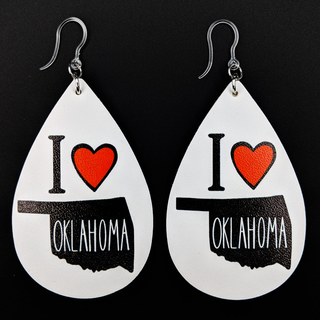 I Love Oklahoma Earrings (Teardrop Dangles)