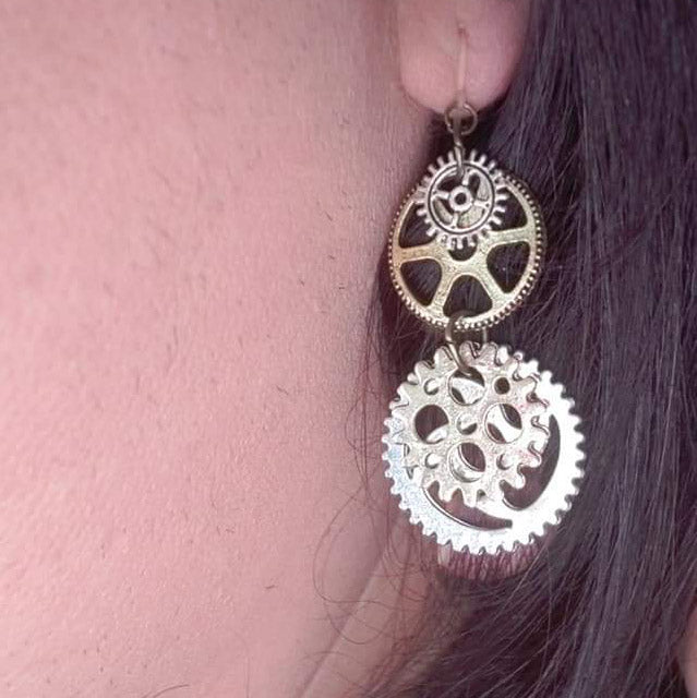 Gear Dangles Hypoallergenic Earrings for Sensitive Ears Made with Plastic Posts