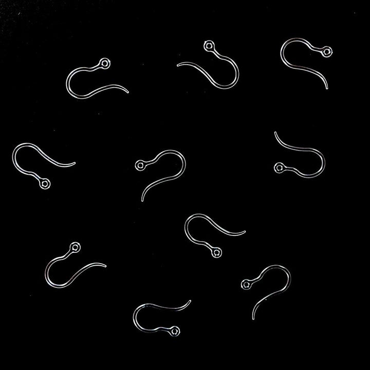 Silver Dumbbell Earrings (Dangles) - Hypoallergenic plastic hooks