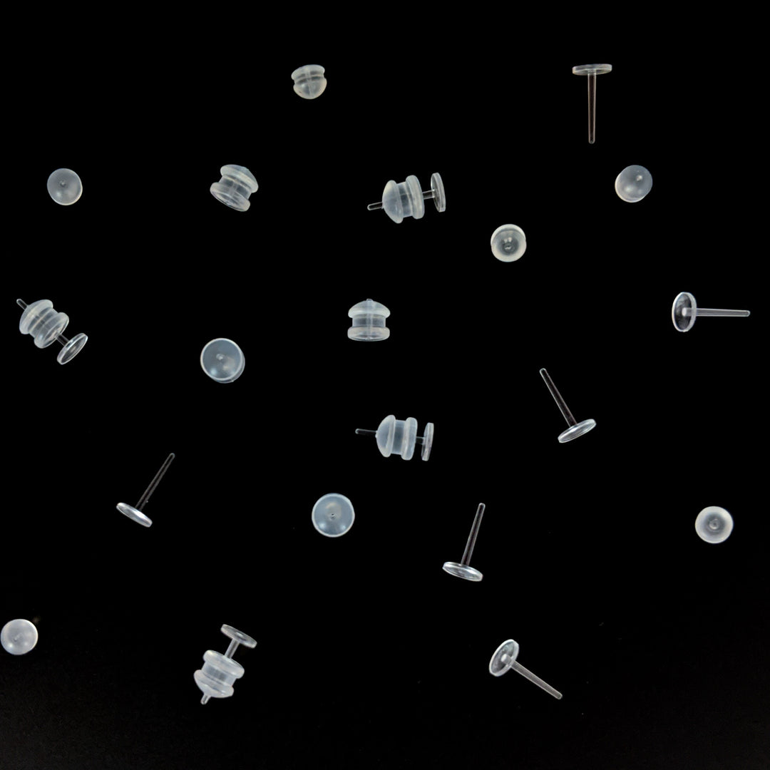 20 Pairs Invisible Clear Stud Earrings Acrylic Post Silicone Back Earring  Posts 