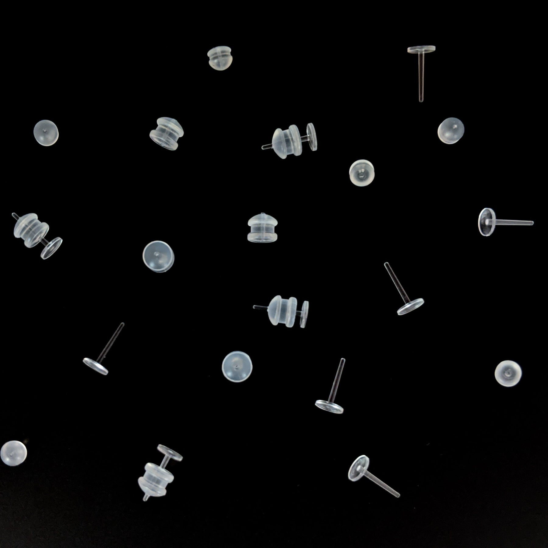 Clear Silicone Earrings for Sports,300 Pairs Clear Plastic Earring Posts  and Earring Backs