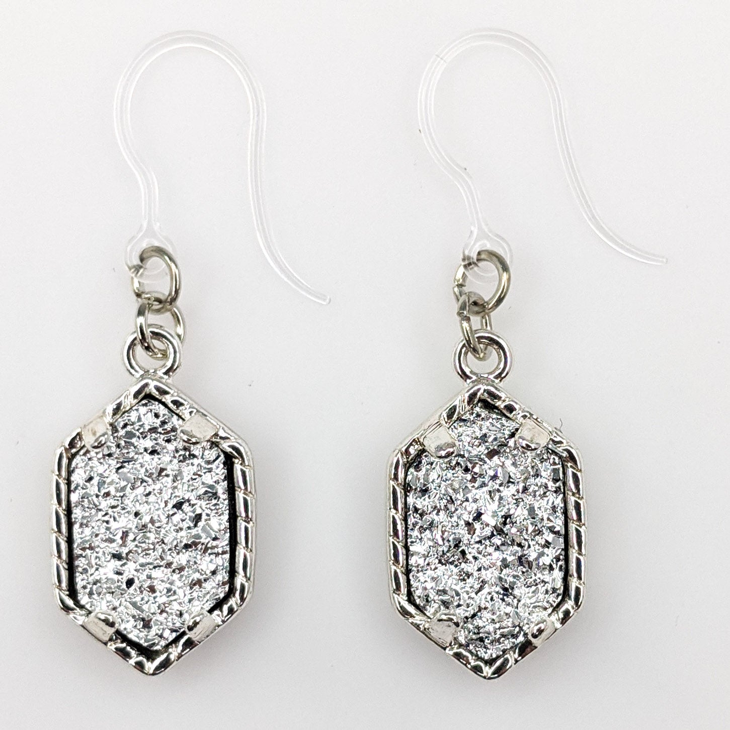 Petite Faux Druzy Drop Earrings (Dangles) - silver/silver