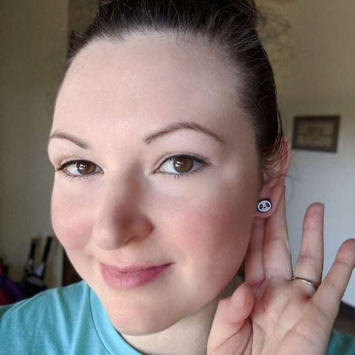 Panda Earrings (Studs) - size comparison happy customer
