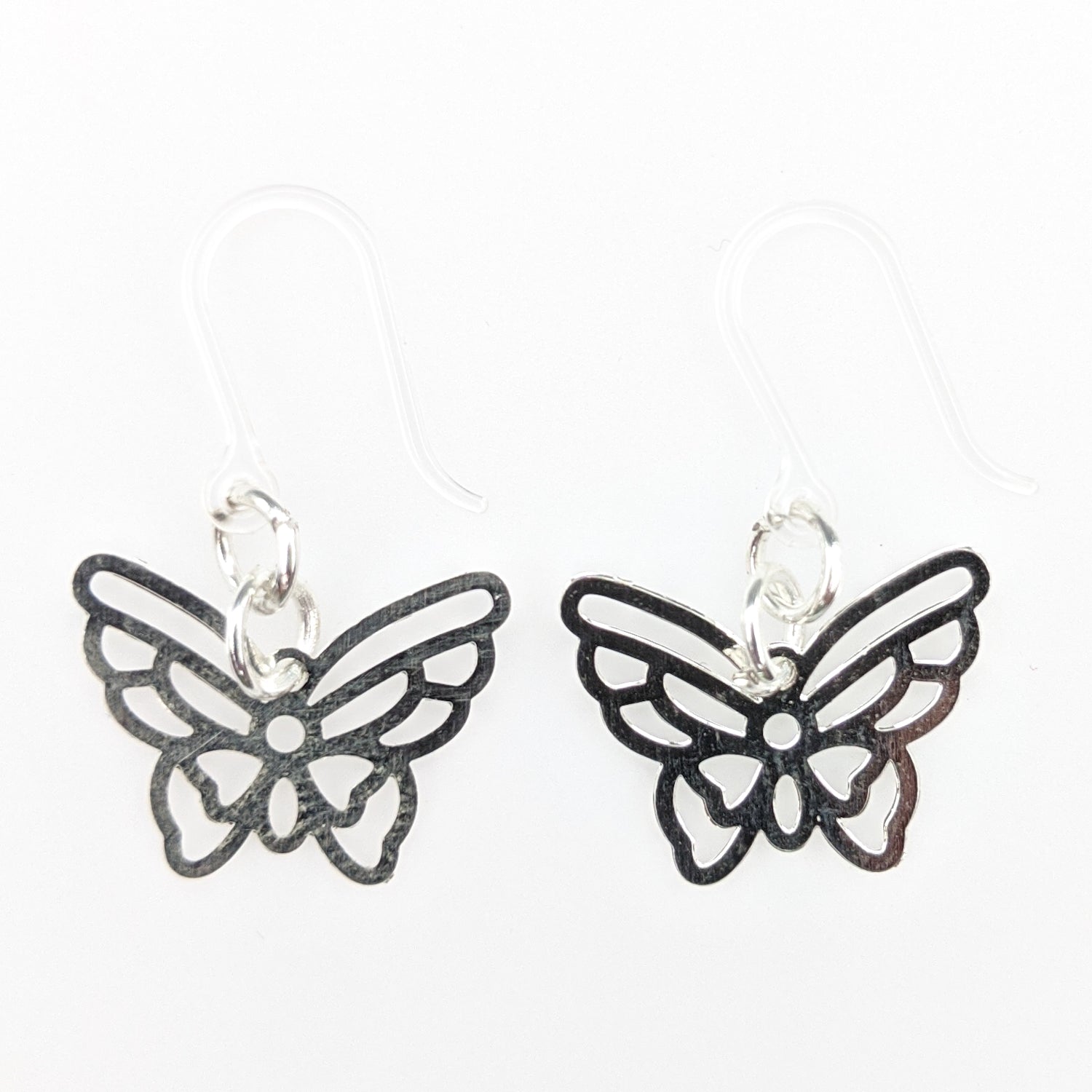 Silver Butterfly Earrings (Dangles) - silver