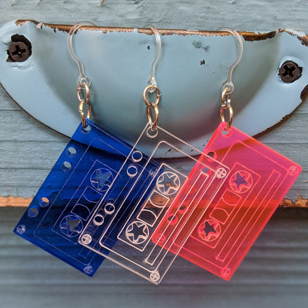 Cassette Tape Earrings (Dangles) - all colors