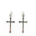 Decorative Silver Cross Earrings (Dangles)