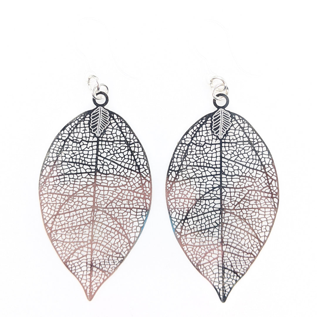 Perfect Leaf Earrings (Dangles) - large silver