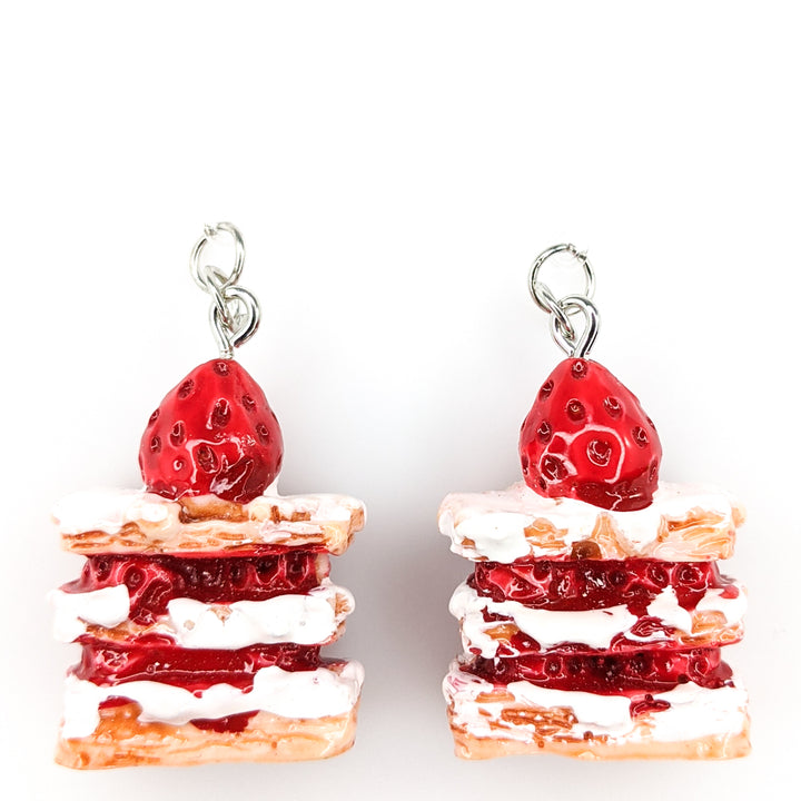 Strawberry Shortcake Earrings (Dangles) - red and white