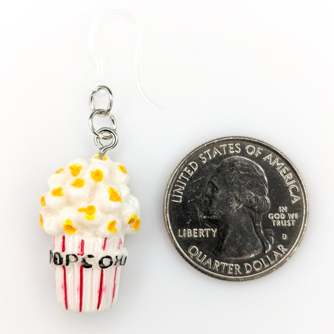 Popcorn Earrings (Dangles) - size comparison quarter