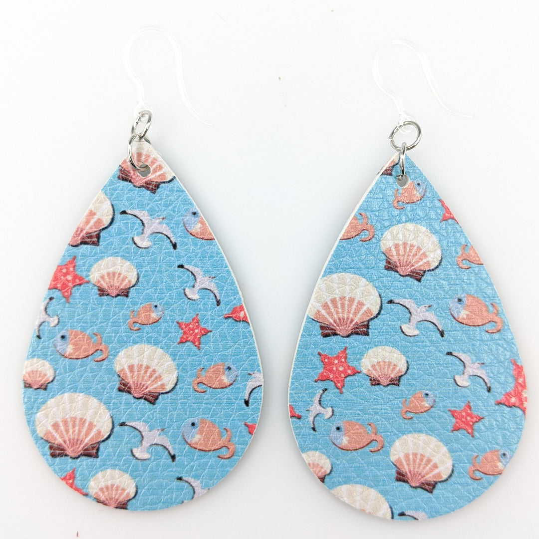 Seashell & Starfish Earrings (Teardrop Dangles) - various colors