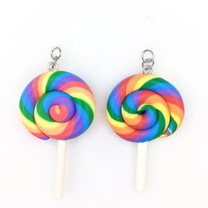 Exaggerated Lollipop Earrings (Dangles) - rainbow