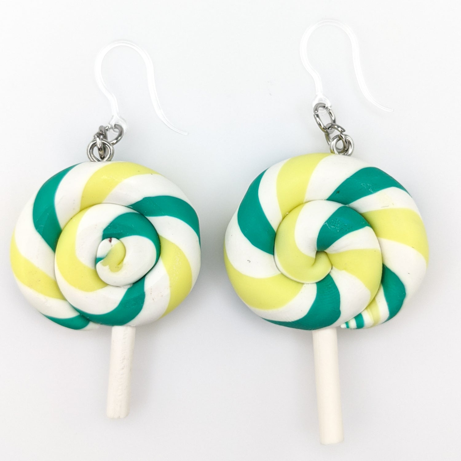 Exaggerated Lollipop Earrings (Dangles) - green/yellow