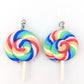 Exaggerated Lollipop Earrings (Dangles) - pastel rainbow