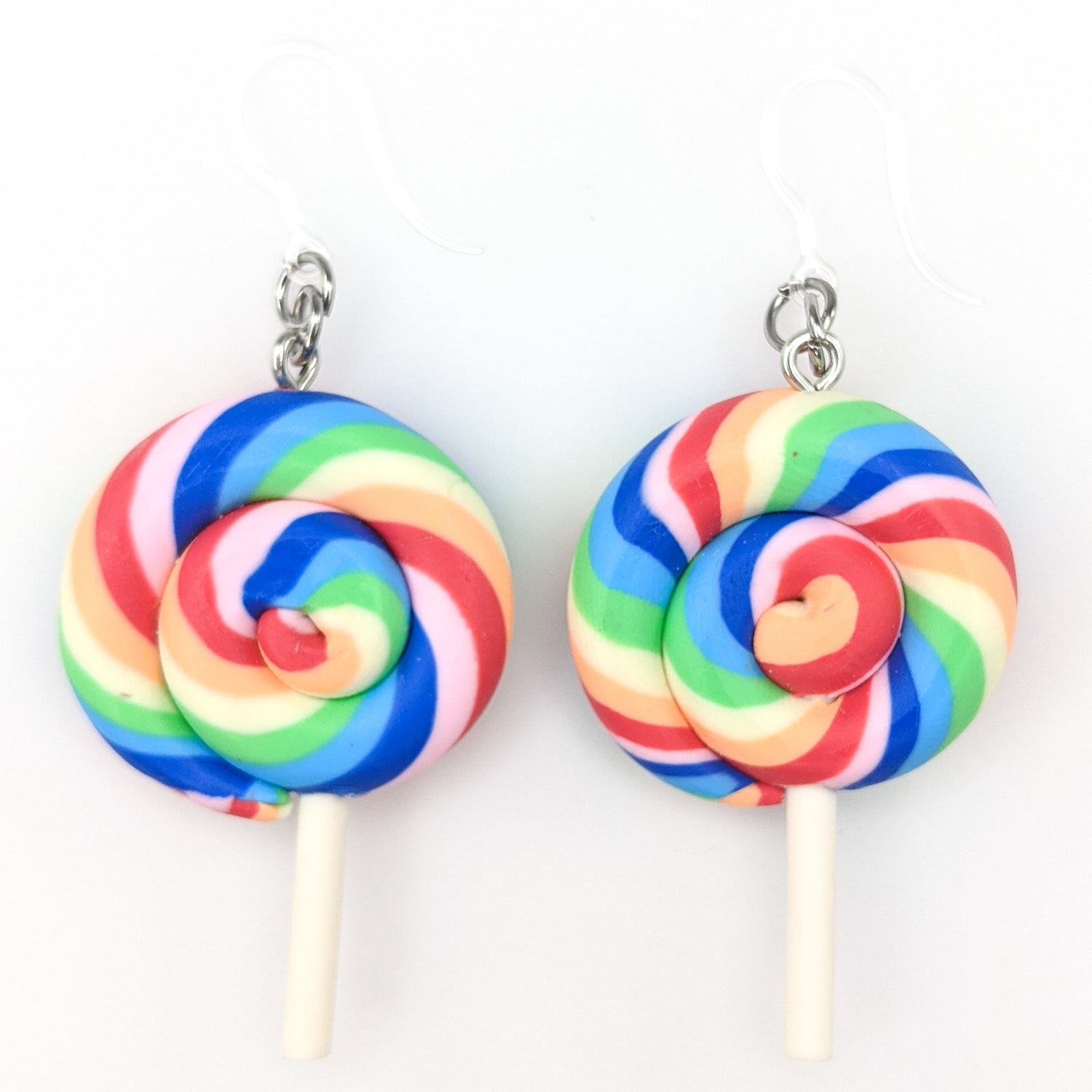 Exaggerated Lollipop Earrings (Dangles) - pastel rainbow