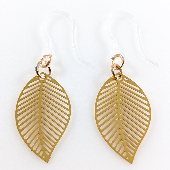 Chevron Leaf Earrings (Dangles) - gold