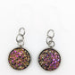 Silver Plated Faux Druzy Earrings (Dangles) - gold/pink