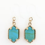 Faux Stone Drop Earrings (Dangles) - turquoise/gold
