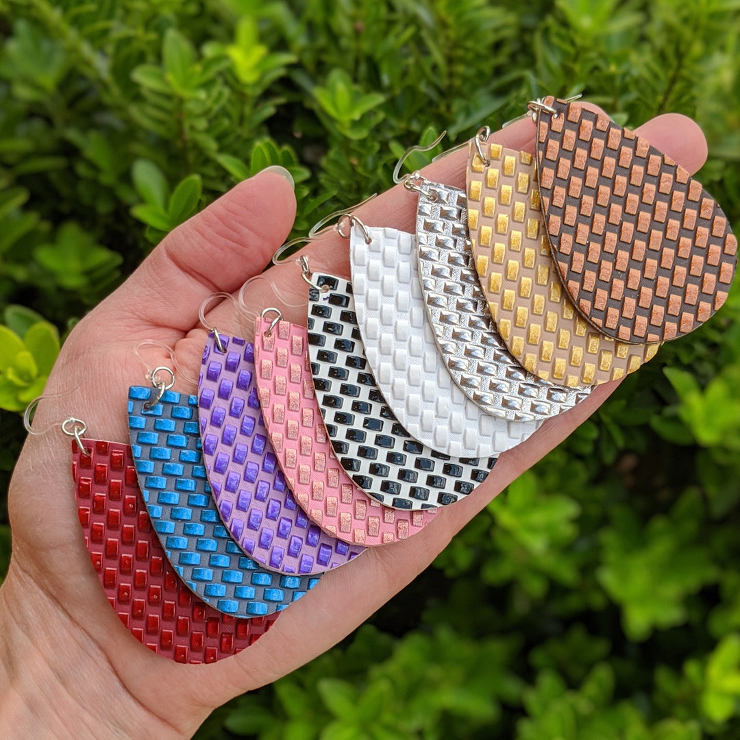 Textured Grid Earrings (Teardrop Dangles) - all colors