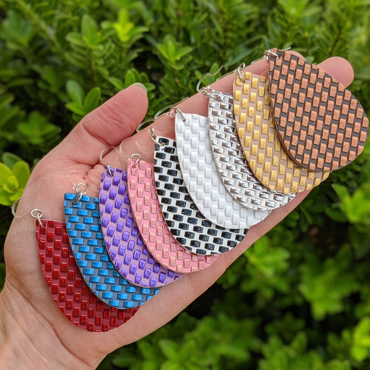 Textured Grid Earrings (Teardrop Dangles) - all colors