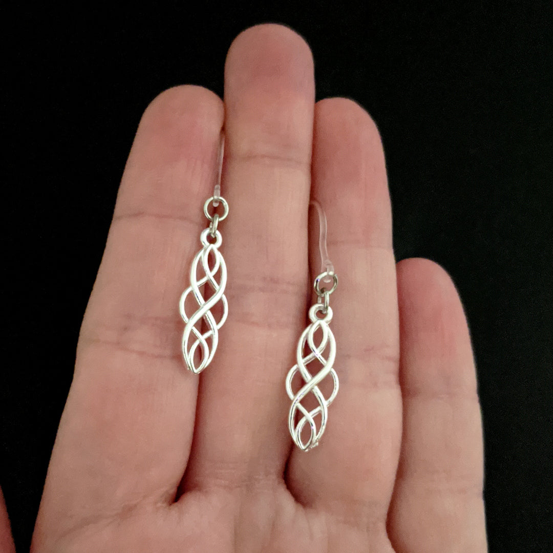 Infinity Loops Earrings (Dangles) - size comparison hand