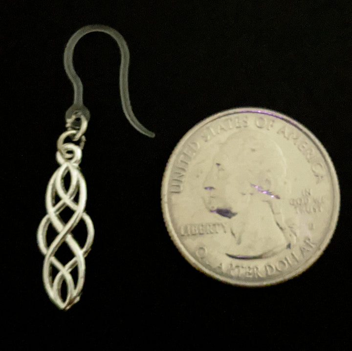 Infinity Loops Earrings (Dangles) - size comparison quarter