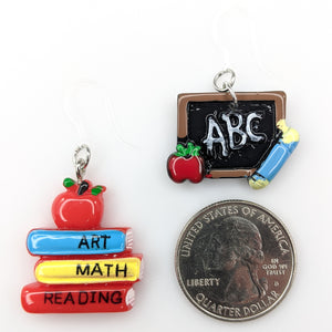 Teacher Supplies Earrings (Dangles) - size comparison quarter