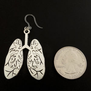 Lungs Earrings (Dangles) - size comparison quarter