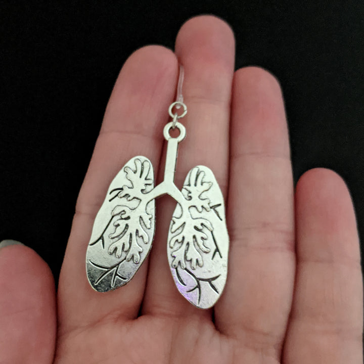 Lungs Earrings (Dangles) - size comparison hand