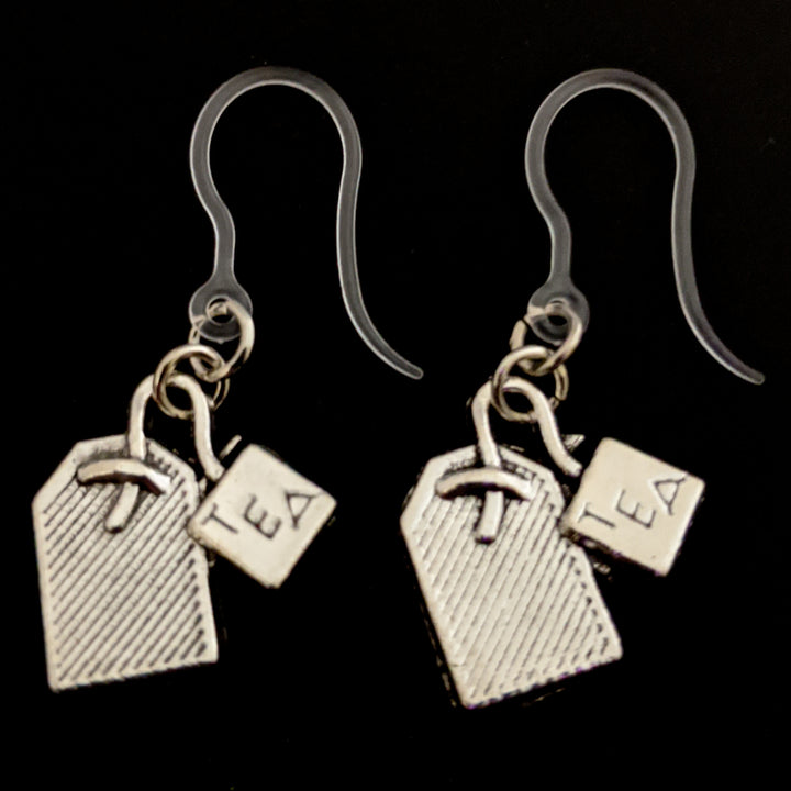 Tea Bag Earrings (Dangles) - silver