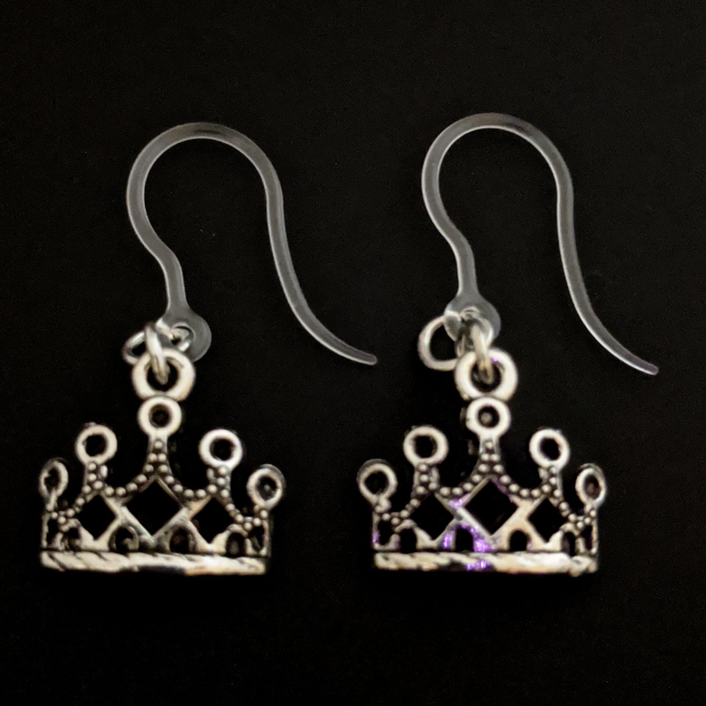 Silver Crown Earrings (Dangles) - silver