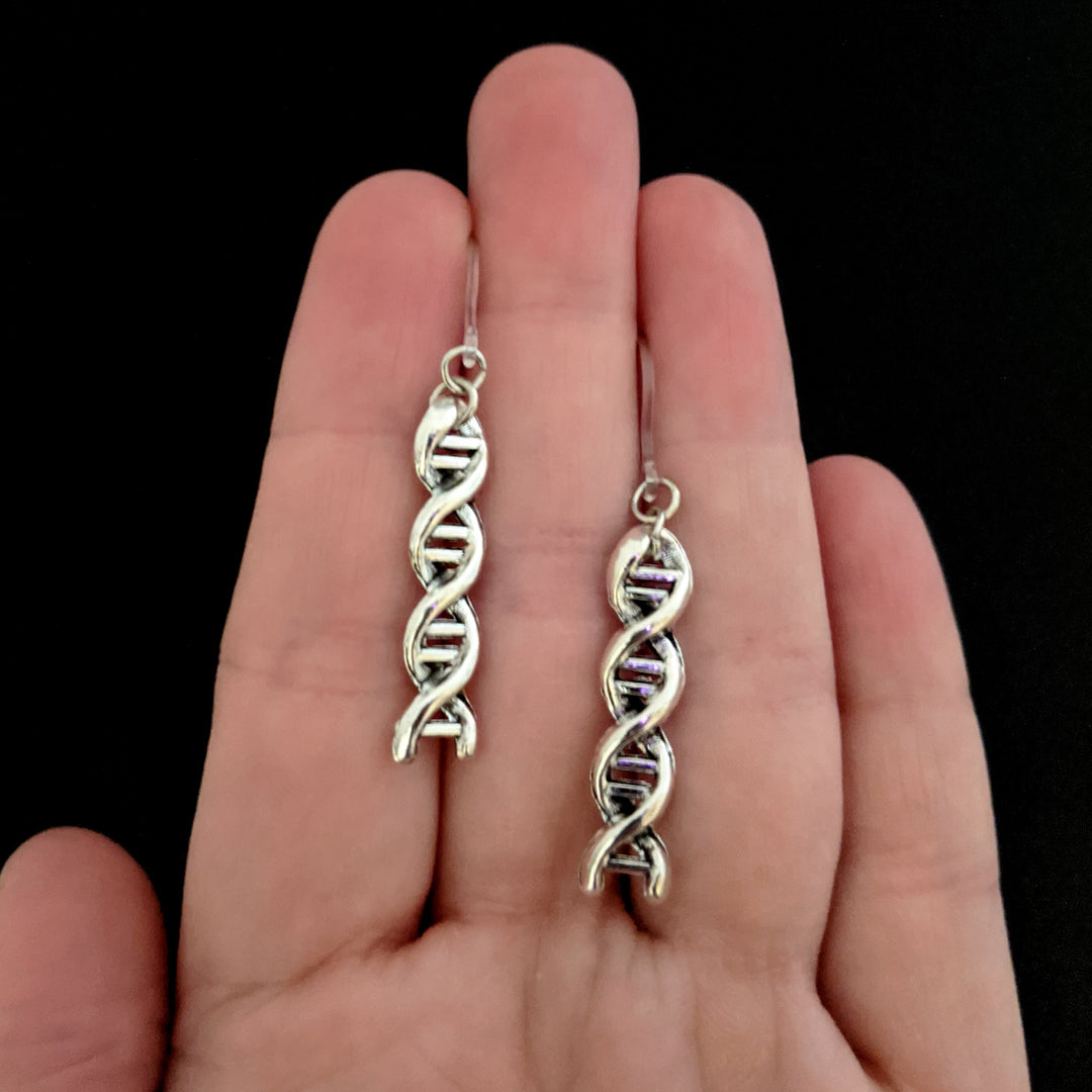DNA Earrings (Dangles) - size comparison hand