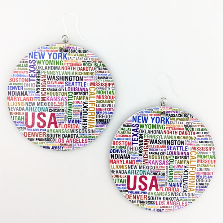 Exaggerated Wooden City State Earrings (Dangles) - multi colored