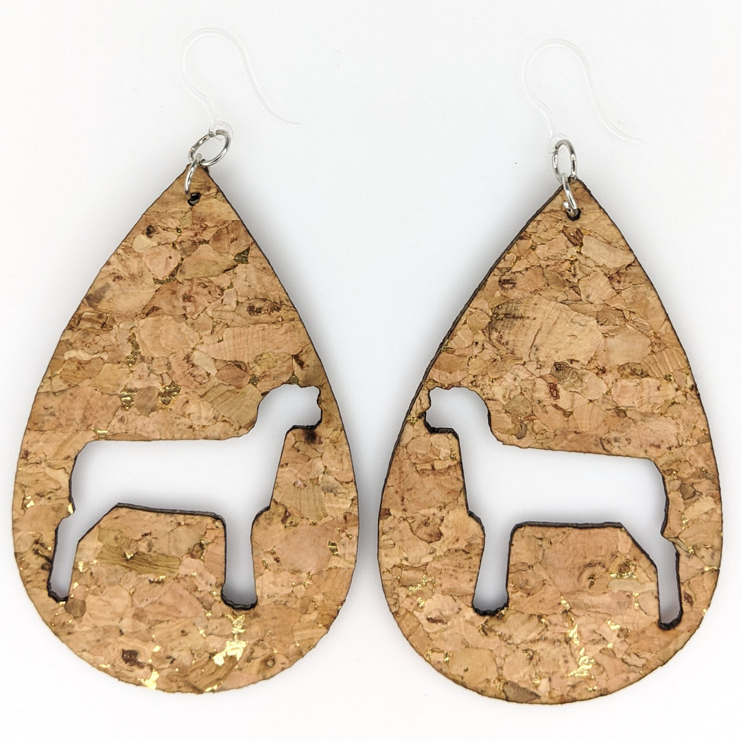 Cork Sheep Earrings (Teardrop Dangles) - tan
